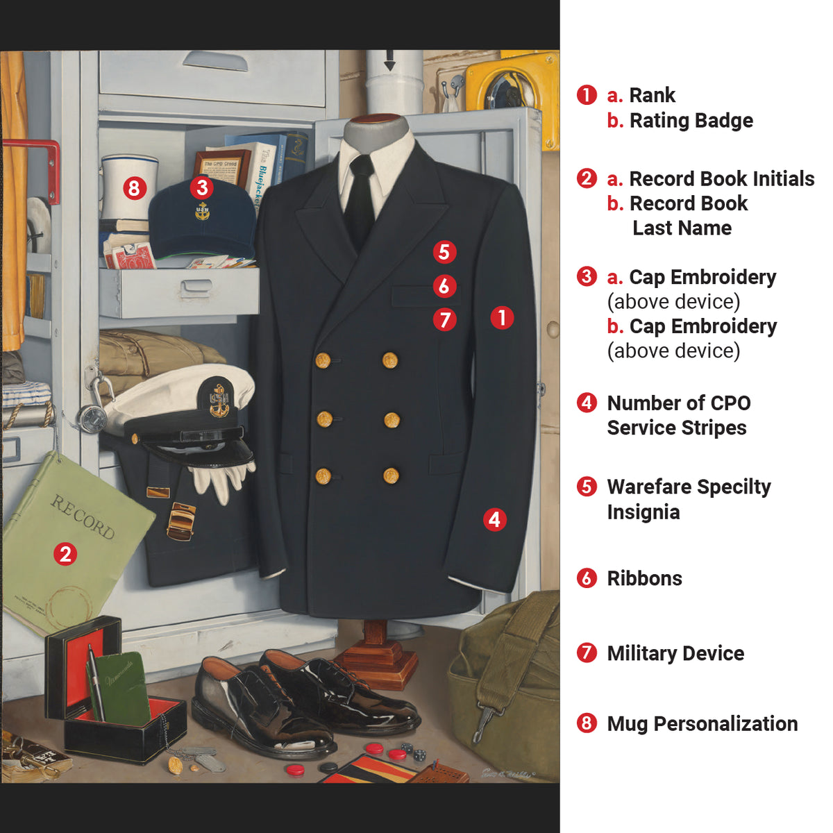 &quot;The Chief&quot; Personalized Navy Art