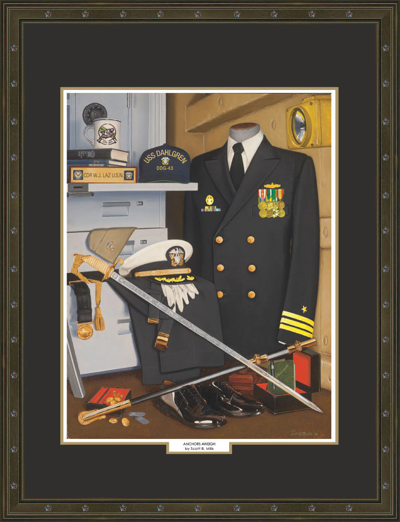 &quot;Anchors Aweigh&quot; Personalized Navy Art