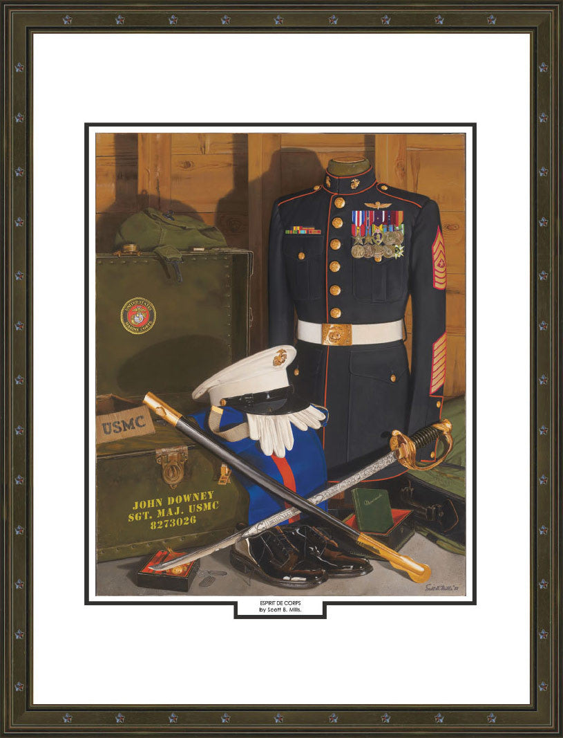 &quot;Esprit De Corps&quot; Personalized  Marine Corps Art For Staff NCOs